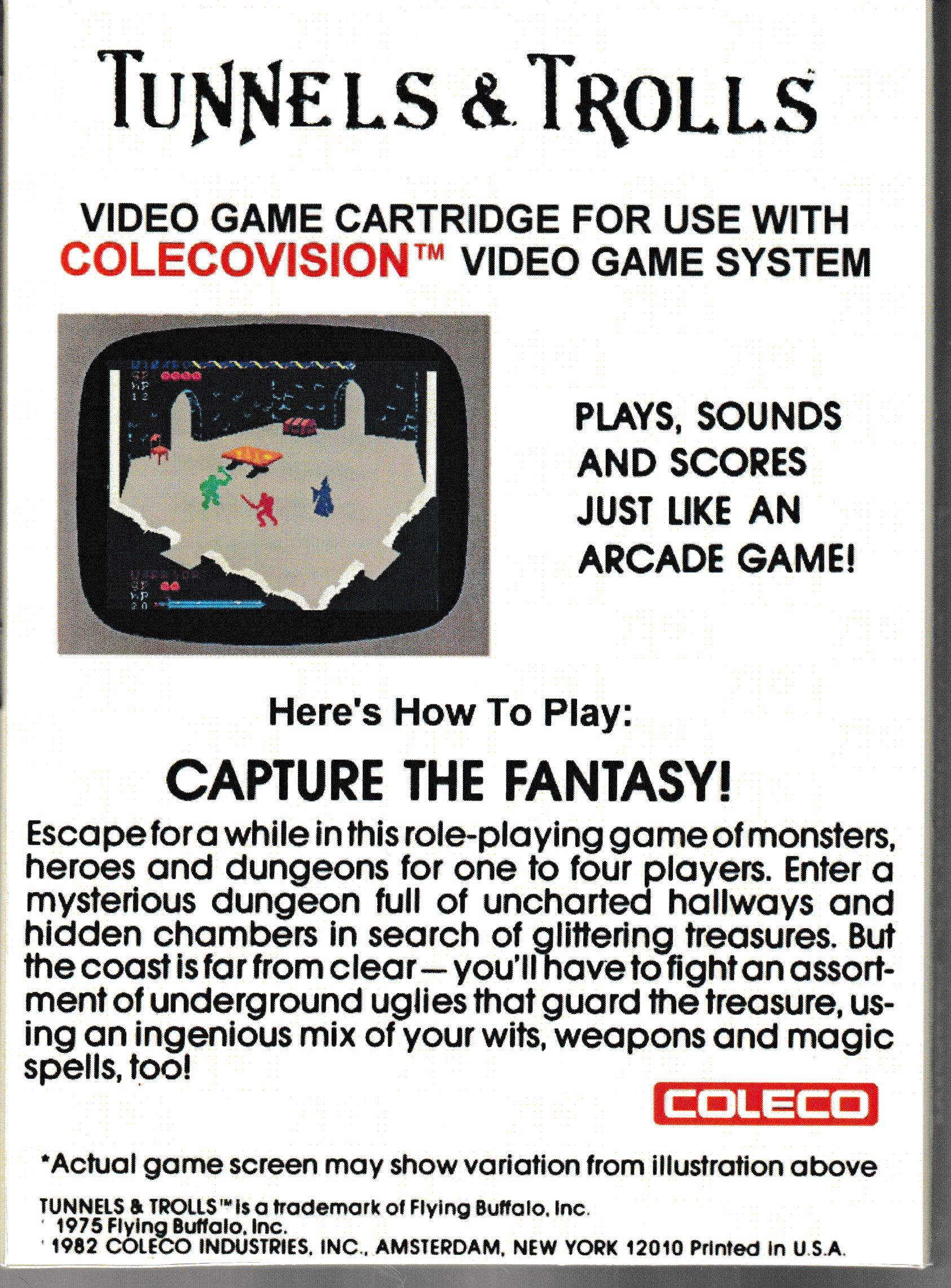 Tunnels & Trolls US Back Box Art