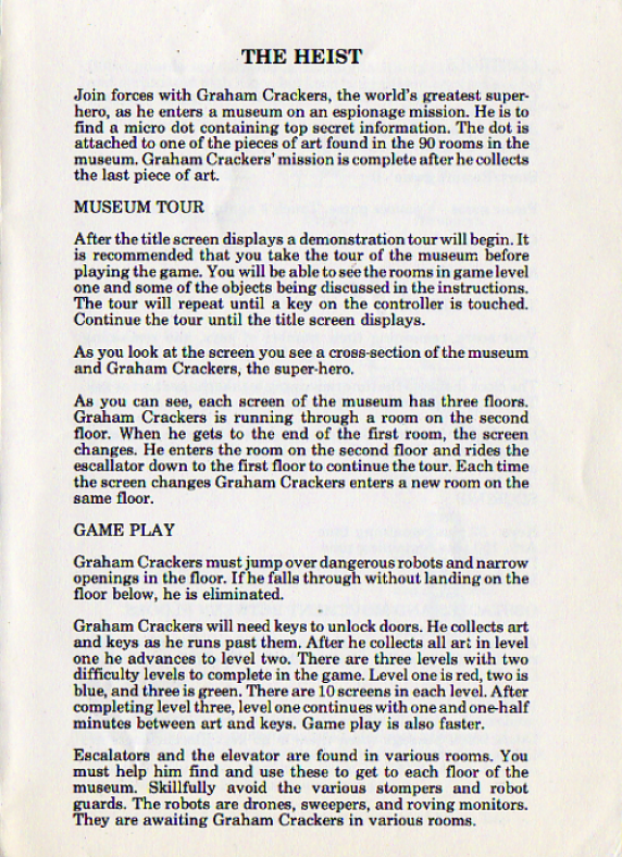 Heist, The US User Manual