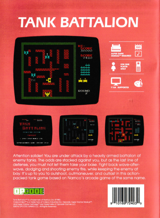 Tank Battalion (Clamshell) US Back Box Art