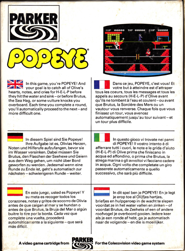 Popeye (EU) US Back Box Art