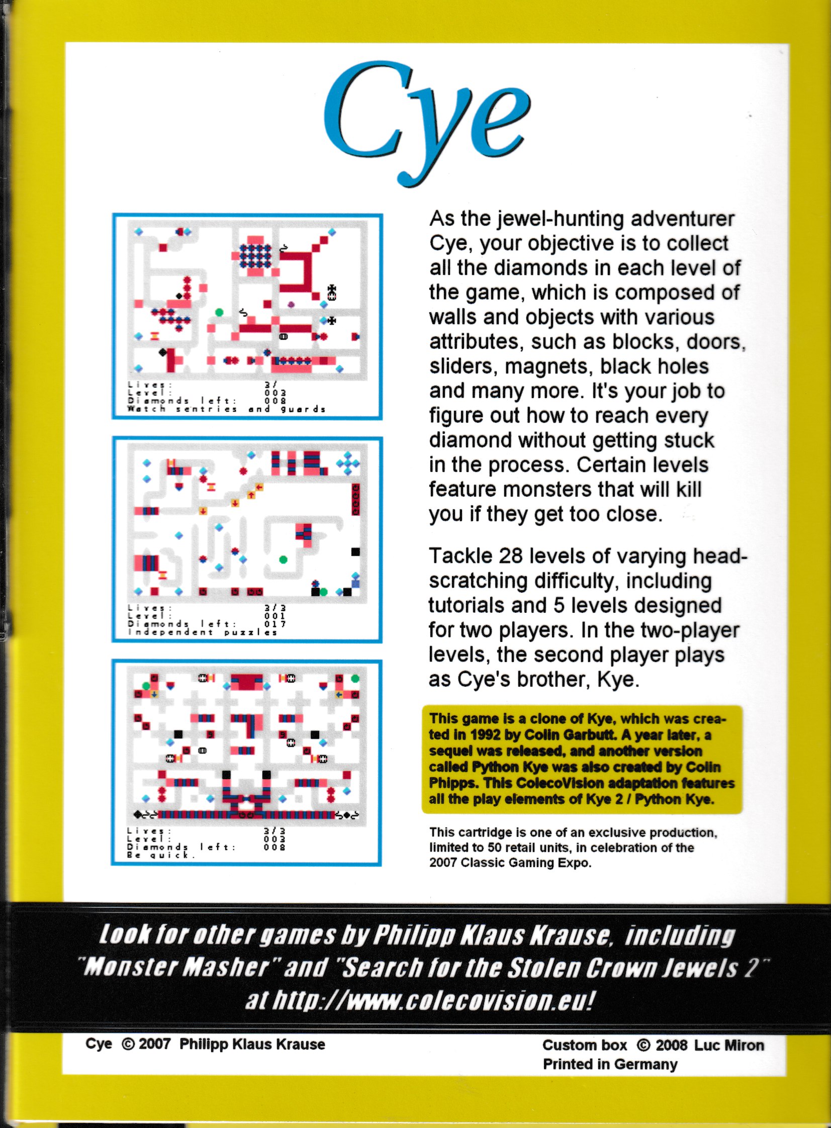 Cye 1.0 (CGE 2007 Edition) US Back Box Art
