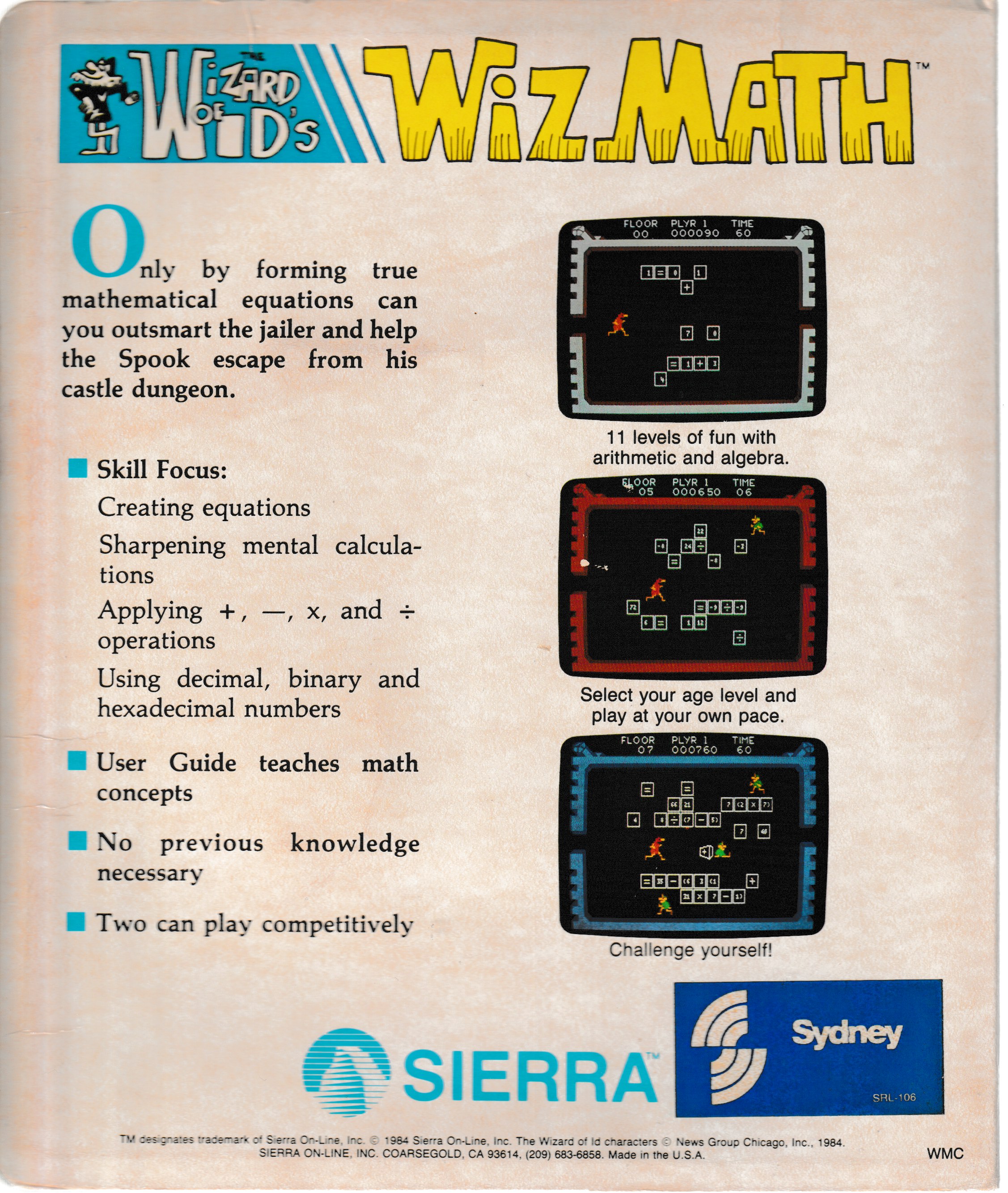 Wizard of id s WizMath US Back Box Art