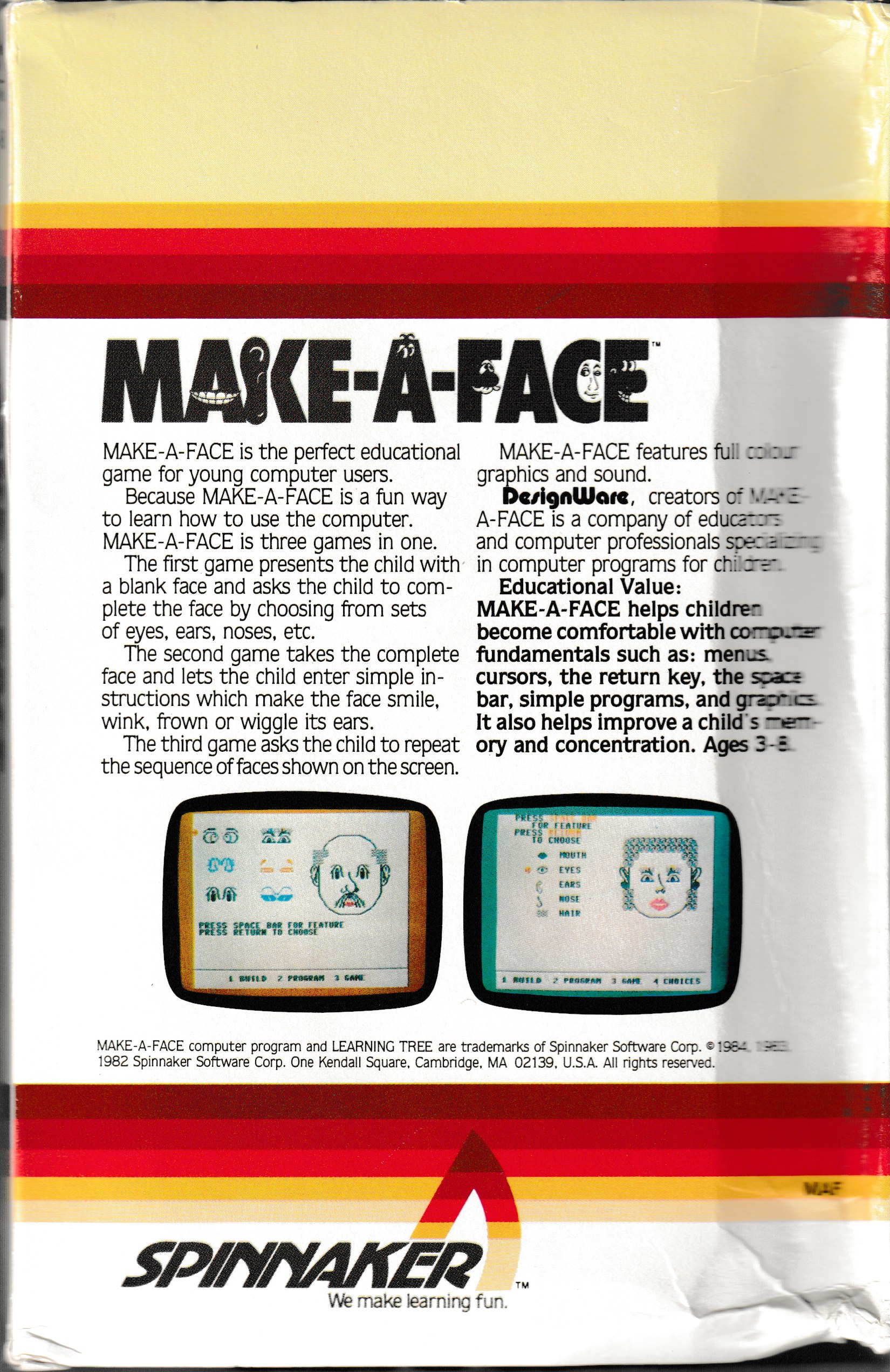 Facemaker (Make-A-Face) US Back Box Art