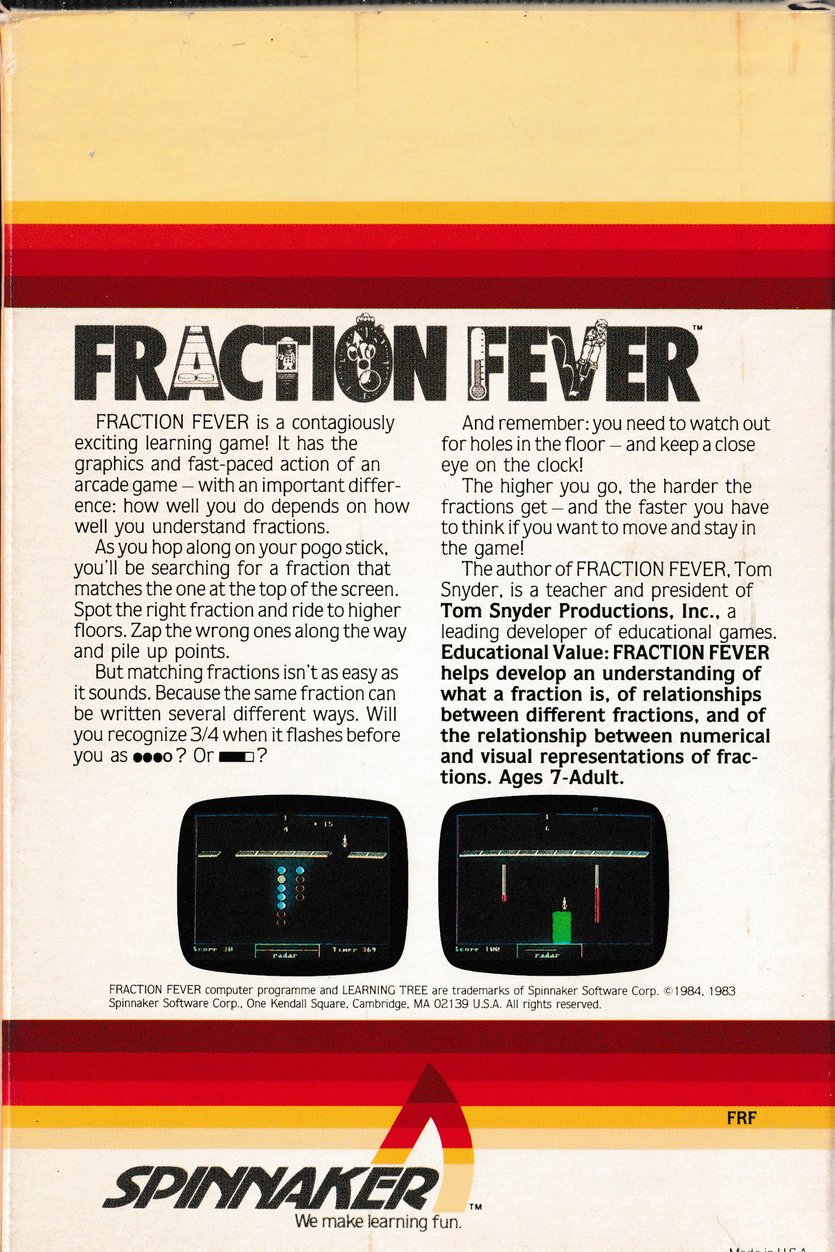 Fraction Fever (Small) US Back Box Art