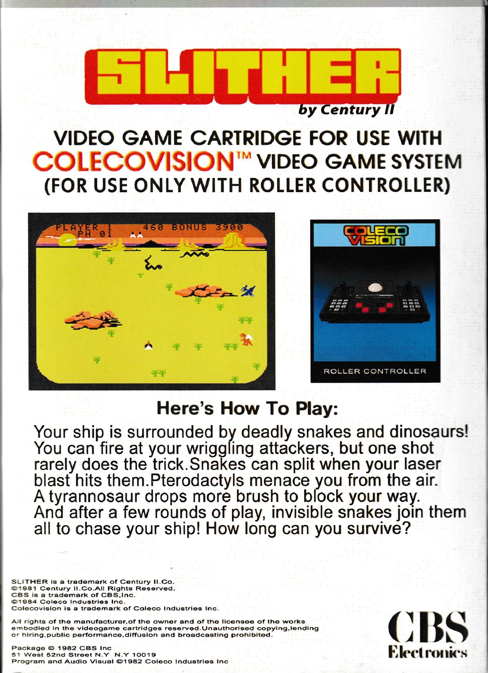 Slither (Box Only) US Back Box Art