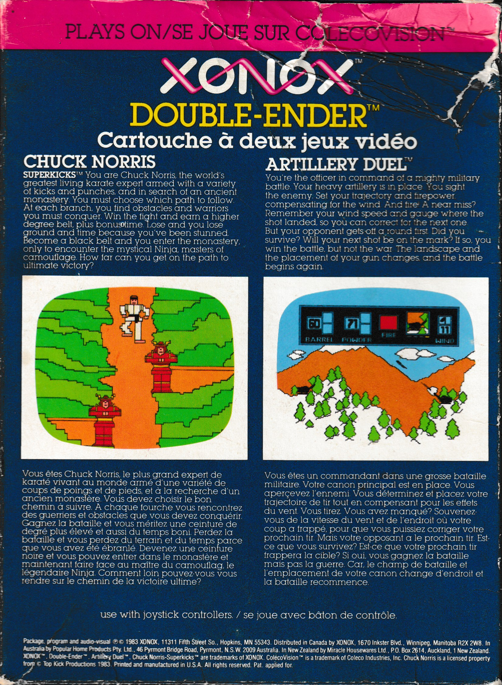 Double Ender: Artillery Duel / Chuck Norris Super Kicks (Pink) Box art