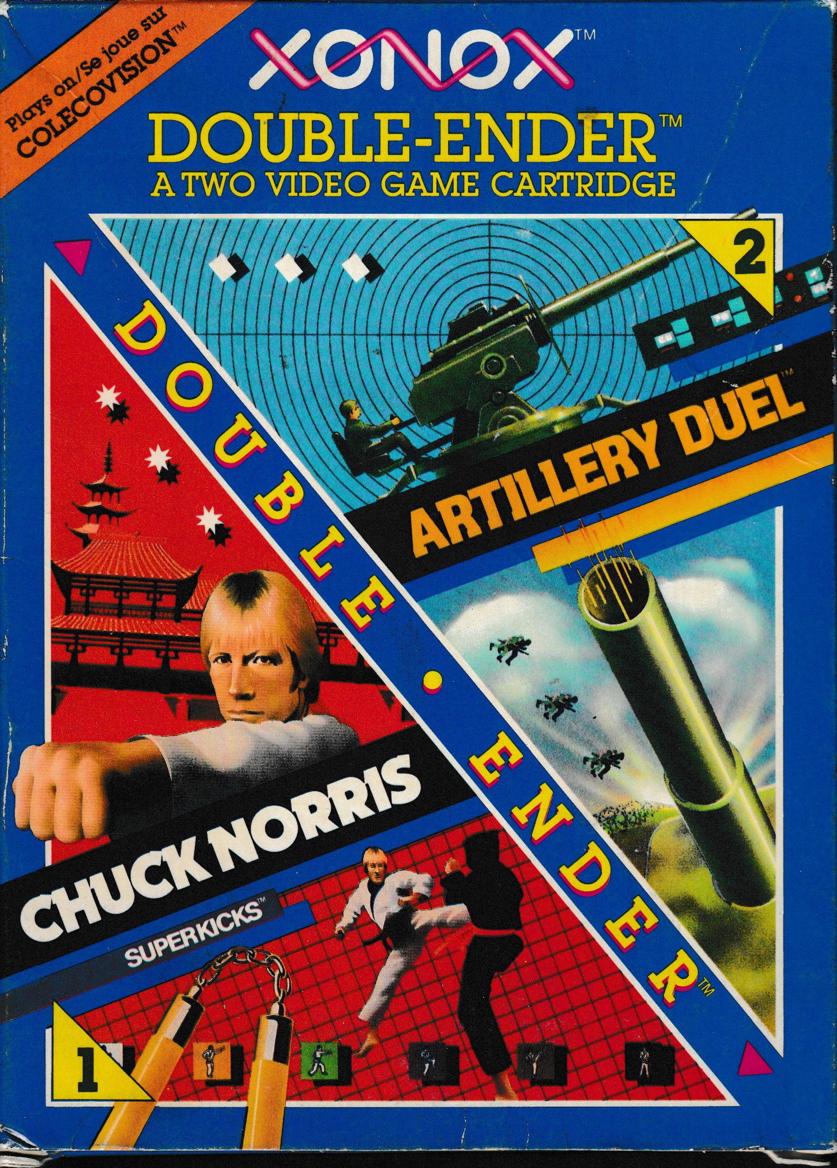 Double Ender: Artillery Duel / Chuck Norris Super Kicks (Orange) US Front Box Art