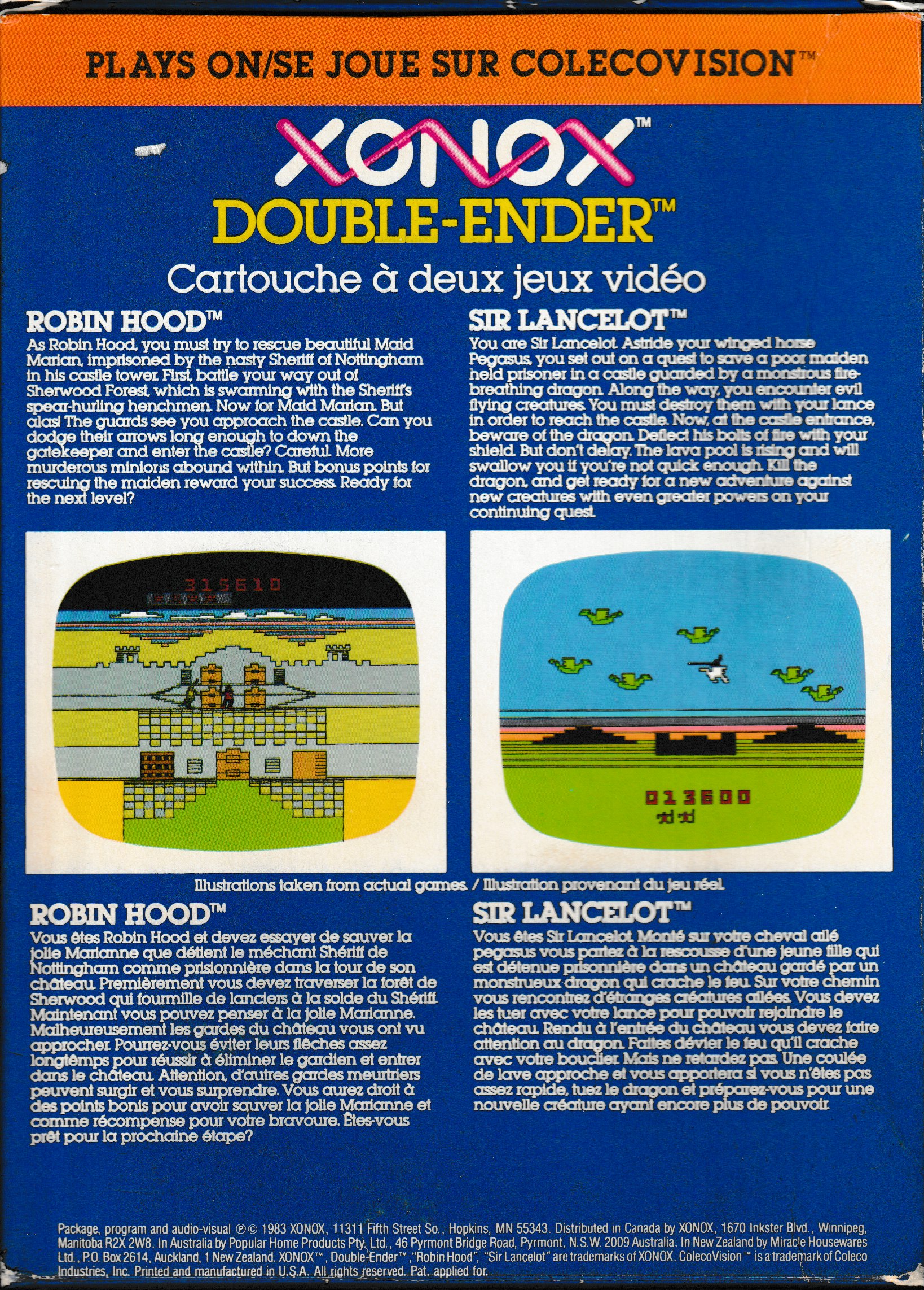 Double Ender: Robin Hood/Sir Lancelot US Back Box Art