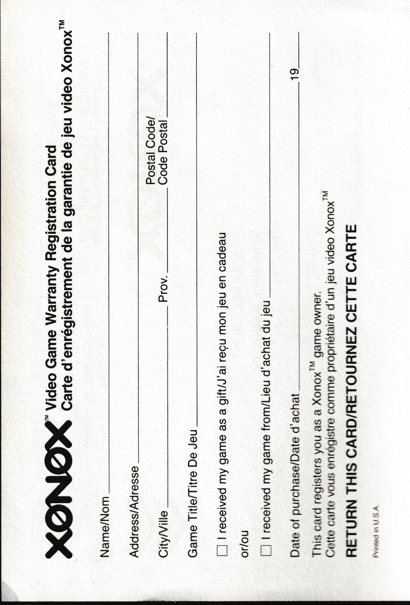 Warranty Card