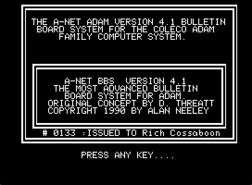 A-Net ADAM BBS v4.0/4.1 Screenshot 3