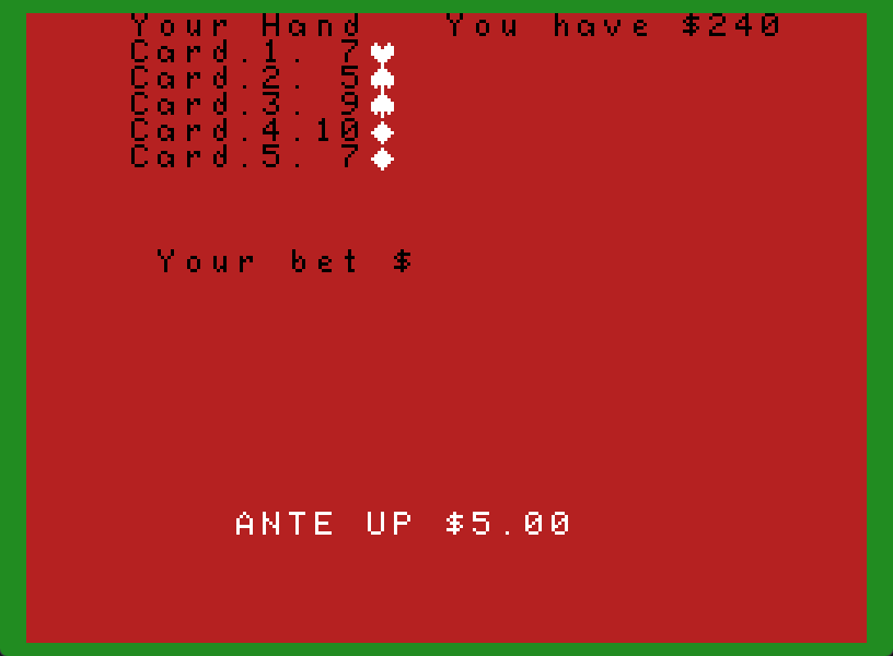 Strip Poker (1989) (ADAMzap Software).dsk Screenshot 4