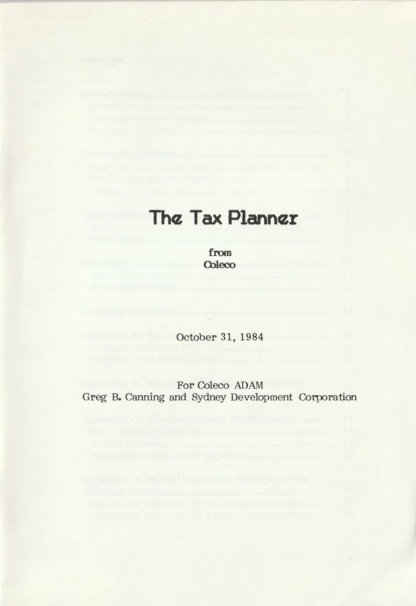 Tax Planner Manual Main