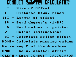 Conduit Off-Set Calculator Screenshot 2