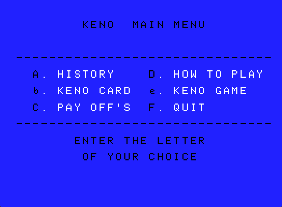 Keno (1987) (Roginsky Games).dsk
