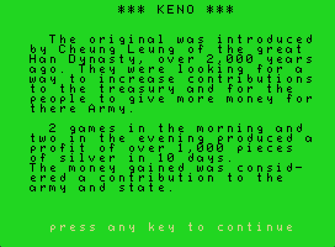 Keno (1987) (Roginsky Games).dsk