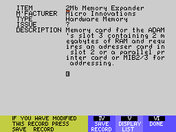 ADAM Software-Hardware Database Screenshot 2