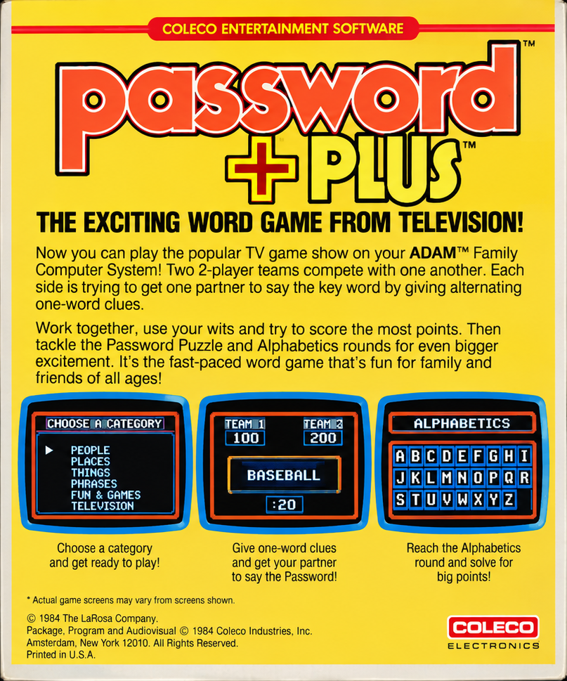 Vintage Password Plus Game Box Duo Back